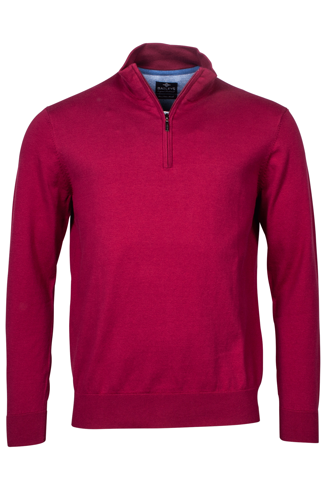 Men's Plum Red Cotton Half Zip Knit Jumper from Baileys & Giordano at StylishGuy Menswear Dublin