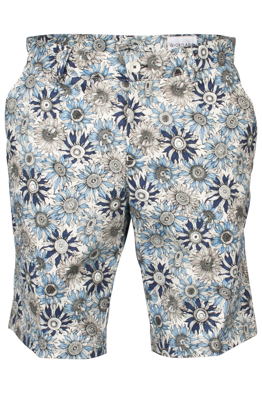 Navy Sunflower Repeat Pattern Bermuda Cotton Everyday Chino Shorts from Giordano at StylishGuy Menswear
